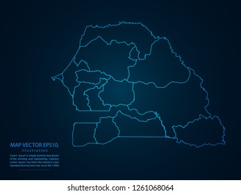 Map of senegal,Abstract mash line and point scales on dark background for your web site design map logo, app, ui,Travel. Vector illustration eps 10.