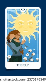 The map of the senior arcana is the Sun. The map of the senior arcana is the Moon. Occult esoteric spiritual Tarot. Numerology and fortune telling. Modern vector illustrations