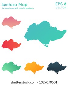 Map of Sentosa with beautiful gradients. Authentic set of island maps. Sublime vector illustration.