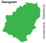 map of Seongnam with borders of the regions