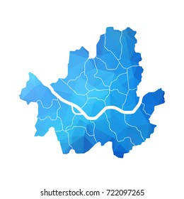 Map of Seoul - Blue Geometric Rumpled Triangular, Polygonal Design For Your. Vector illustration eps10.