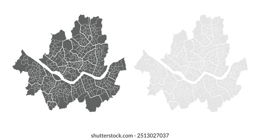 Mapa de Seul, Coreia do Sul. isolado no fundo branco.