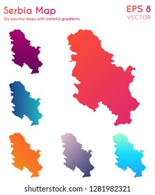 Map of Serbia with beautiful gradients. Amazing set of Serbia maps. Eminent vector illustration.