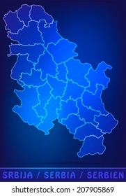 Map of Serbia with borders as scribble