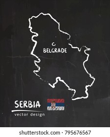Map of Serbia, Chalk sketch vector illustration