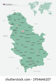 Map of Serbia with cities