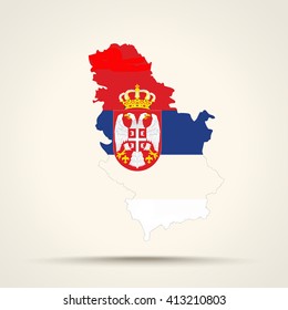 Map of Serbia in Serbia flag colors