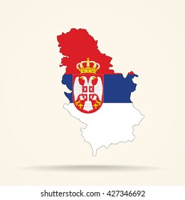 Map of Serbia in Serbia flag colors