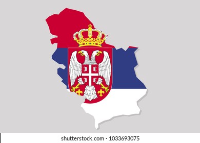 Map of serbia with flag,vector illustration