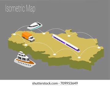 Map serbia isometric concept. 3d flat illustration of Map serbia.