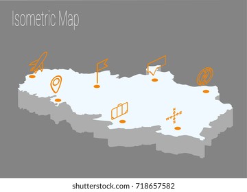 Map serbia isometric concept. 3d flat illustration of Map serbia.