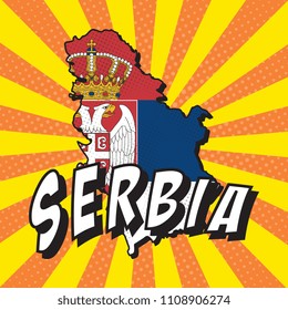 map of serbia with national flag in pop art style