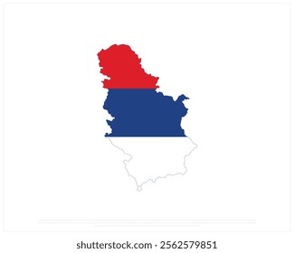 Map of SERBIA on a white background, Editable Vector illustration of SERBIA flag, National Day design, vector design of Serbia Map Flag, National Day of Serbia