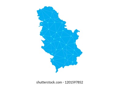 Map of Serbia from Polygonal wire frame low poly mesh,Serbia map Vector Illustration EPS10.
