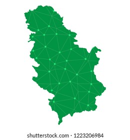 Map of Serbia from Polygonal wire frame low poly mesh,Serbia map Vector Illustration EPS10.