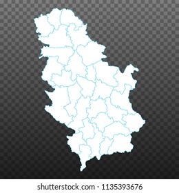 Map of Serbia. Vector illustration on transparent background. Items are placed on separate layers and editable. Vector illustration eps 10.