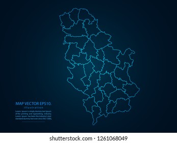 Map of serbia,Abstract mash line and point scales on dark background for your web site design map logo, app, ui,Travel. Vector illustration eps 10.