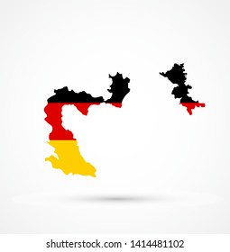 Map Serbian Krajina in Germany flag colors, editable vector. 