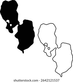 Map of Serene Lakes California USA Silhouette Flat and Outline Design