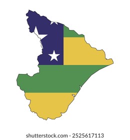 Mapa del estado de Sergipe con su bandera oficial aislada sobre fondo blanco. Ilustración vectorial