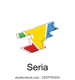Map of Seria colorful geometric design with outline illustration template, logotype element for template.