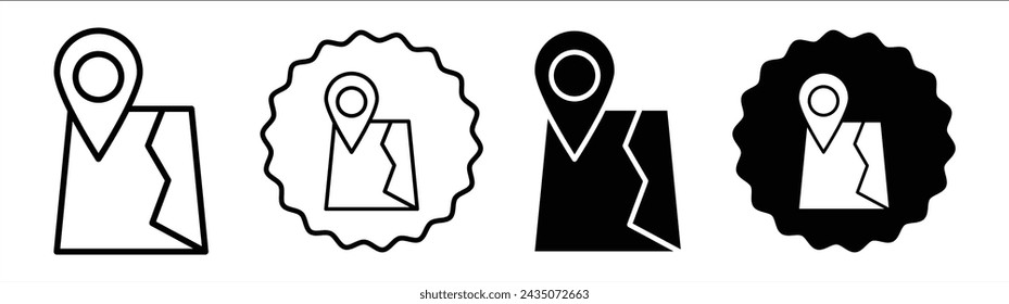Map set in black and white color. Map simple flat icon vector