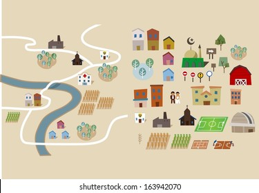 Map set collection flat. Vector illustration