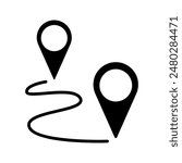 Map set icon. Road sing, red location pin, pointer, route, location, navigation, travel, gps, geography, direction, destination, journey, route, exploration.