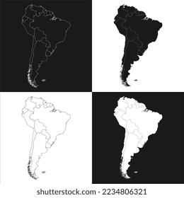 Map set of South America. Vector illustration.