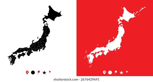 Map sets of Japan vector illustration