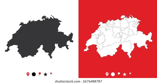 Mapa Conjuntos de Suiza Ilustración vectorial