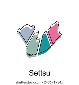 Map Settsu illustration design, high detail template element