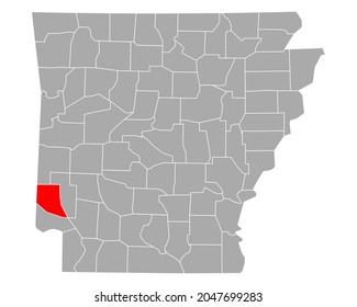 Map of Sevier in Arkansas on white