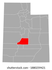 Mapa de Sevier en Utah en blanco