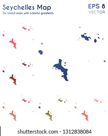 Map of Seychelles with beautiful gradients. Authentic set of island maps. Surprising vector illustration.