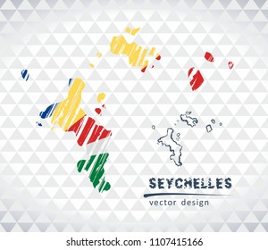 Map of Seychelles with hand drawn sketch pen map inside. Vector illustration
