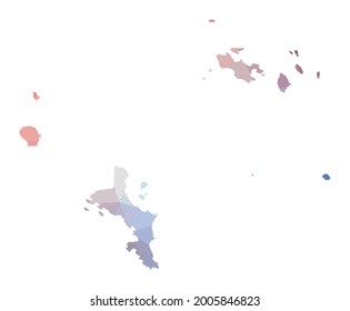 Map of Seychelles. Low poly illustration of the island. Geometric design with stripes. Vector illustration.