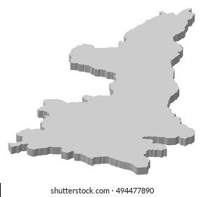 Map - Shaanxi (China) - 3D-Illustration