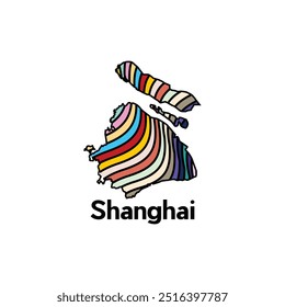 Mapa de Xangai - divisão administrativa da China País, vetor de modelo moderno de design colorido