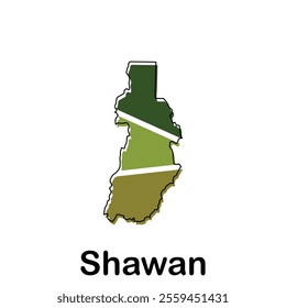 Map of Shawan City Modern Simple Geometric, illustration vector design template