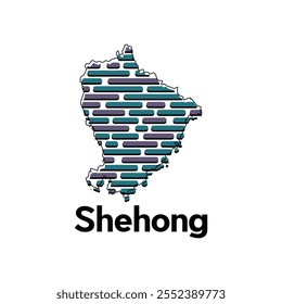 Mapa de la ciudad de Shehong, tecnología de mapas con estilo de contorno de Plantilla de diseño de Vector moderno, mapa de China adecuado para su empresa