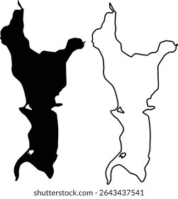Map of Shenipsit Lake Connecticut USA Silhouette Flat and Outline Design