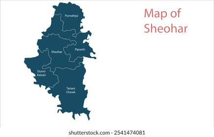 Mapa de Sheohardistrict, distrito de Sheohar, estado de Bihar, República de la India, Gobierno de Bihar, territorio indio, India oriental, política, aldea, turismo