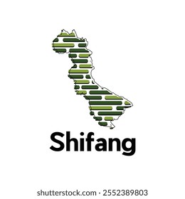 Map of Shifang City, map technology with outline style modern vector design template, China map suitable for your company