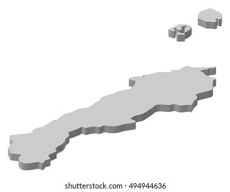 Map - Shimane (Japan) - 3D-Illustration