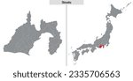 map of Shizuoka prefecture of Japan and location on Japanese map