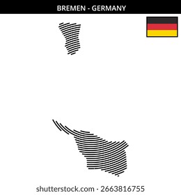 Karte zeigt Bremen Deutschland mit symbolträchtigem Umrissdesign