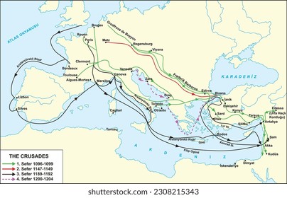 Map showing the Crusades and their borders