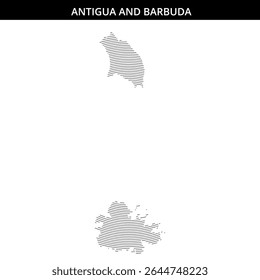 Mapa mostrando os contornos de Antígua e Barbuda em detalhes.