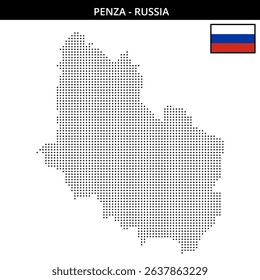 Map showing Penza region with pixelated dots